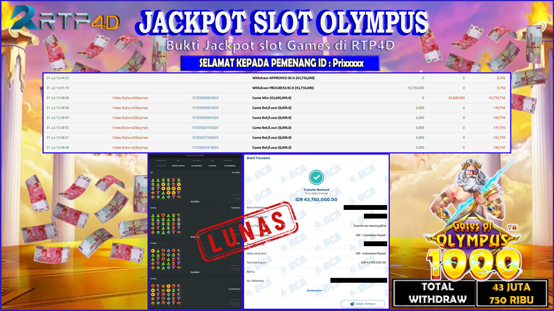 RTP4D Jackpot Slot Rp 43.750.000 ~ LUNAS