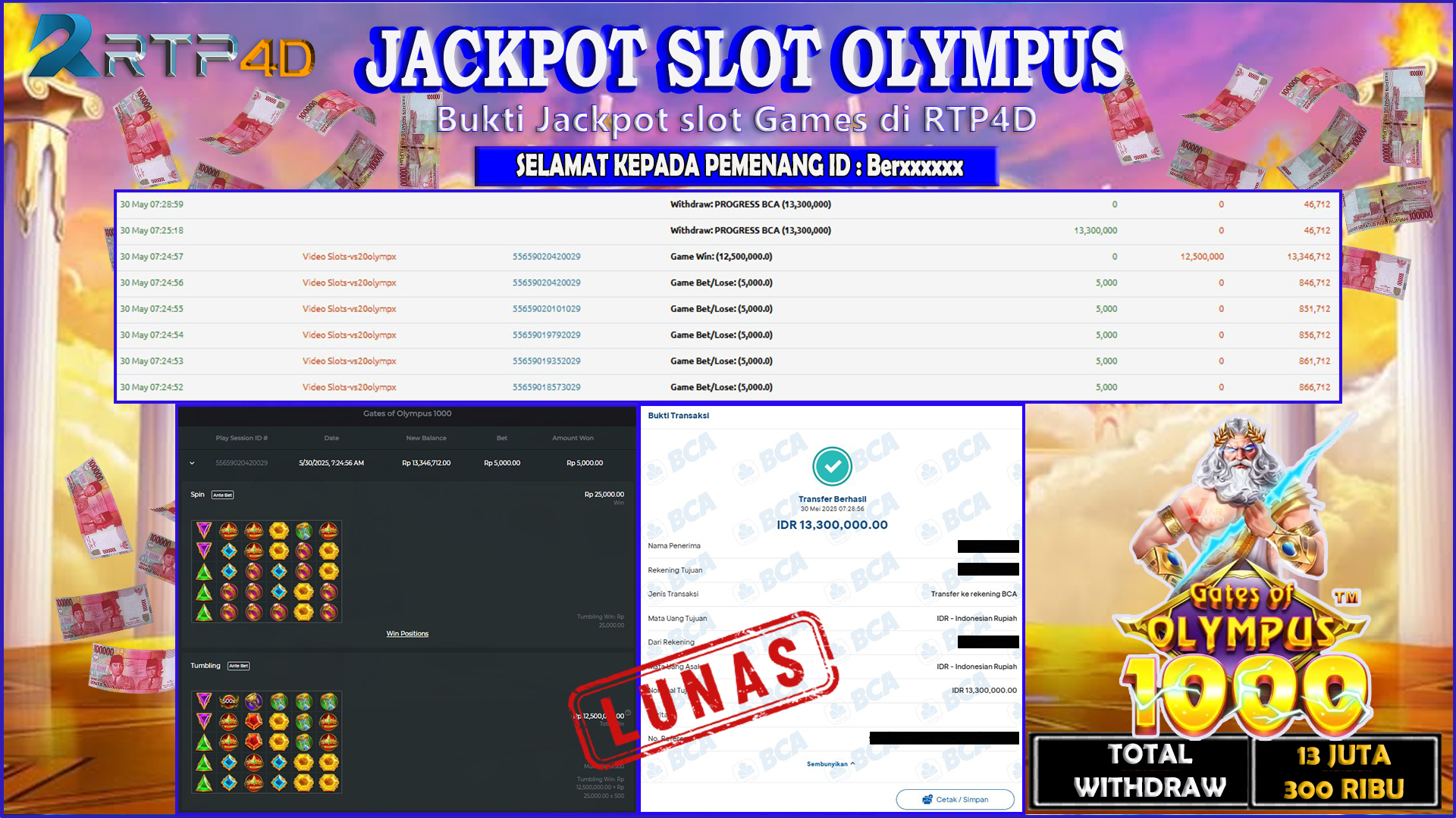 RTP4D Jackpot Slot Rp 13.300.000 ~ LUNAS