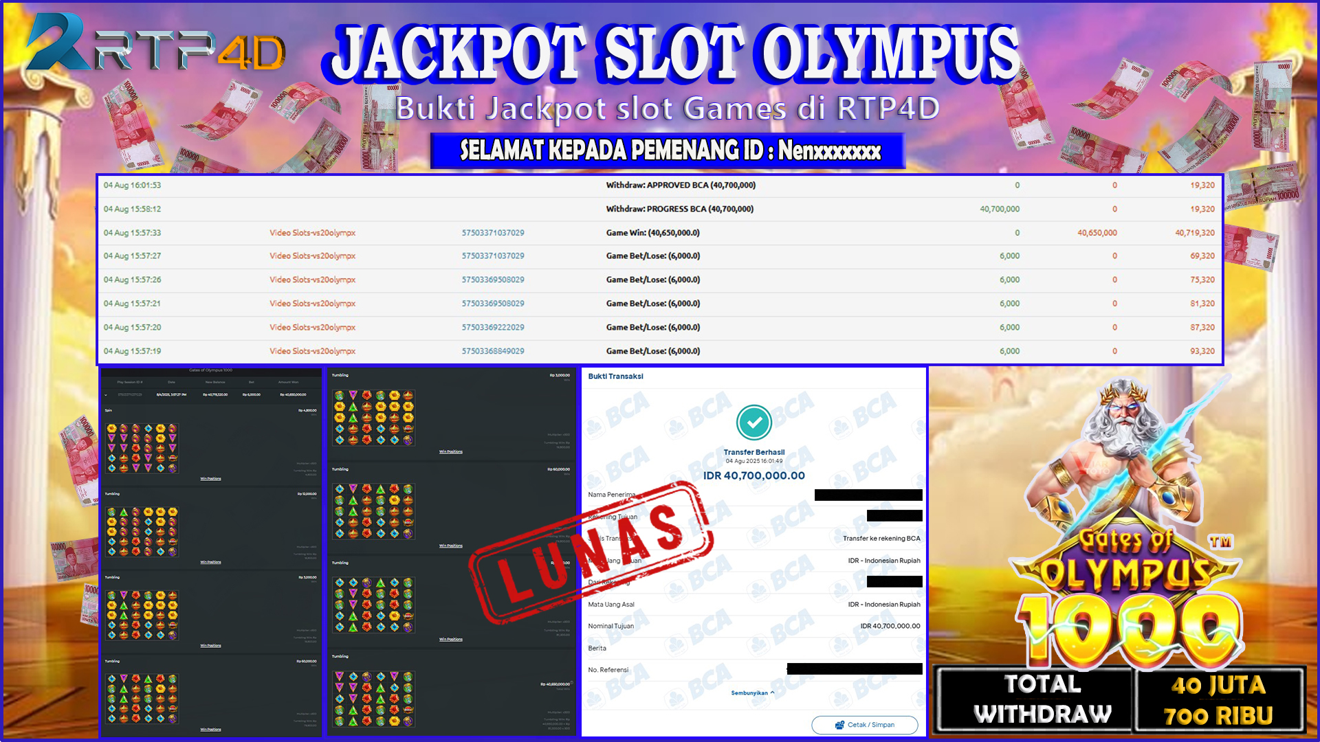 RTP4D Jackpot Slot Rp 40.700.000 ~ LUNAS