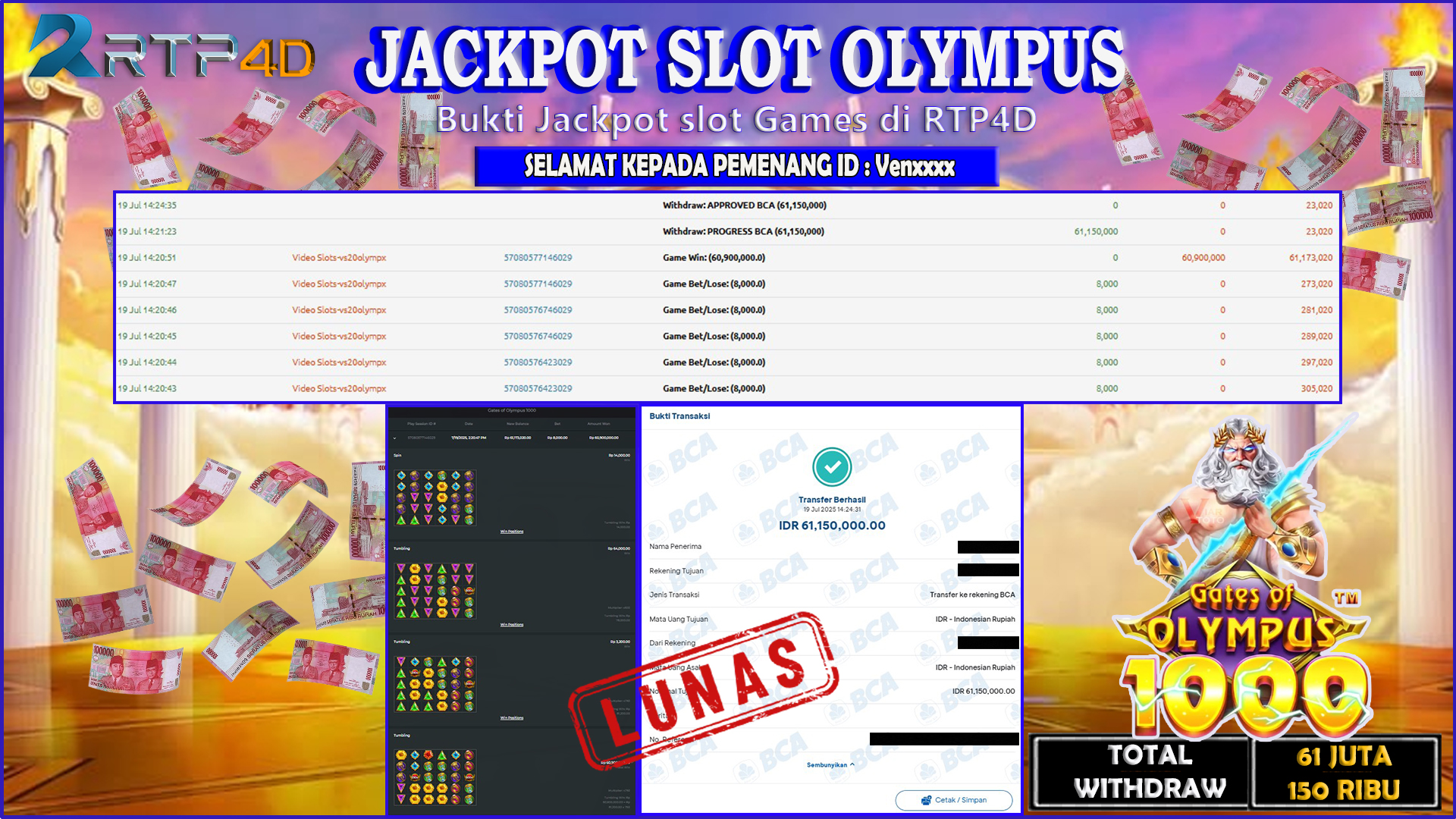 RTP4D Jackpot Slot Rp 61.150.000 ~ LUNAS