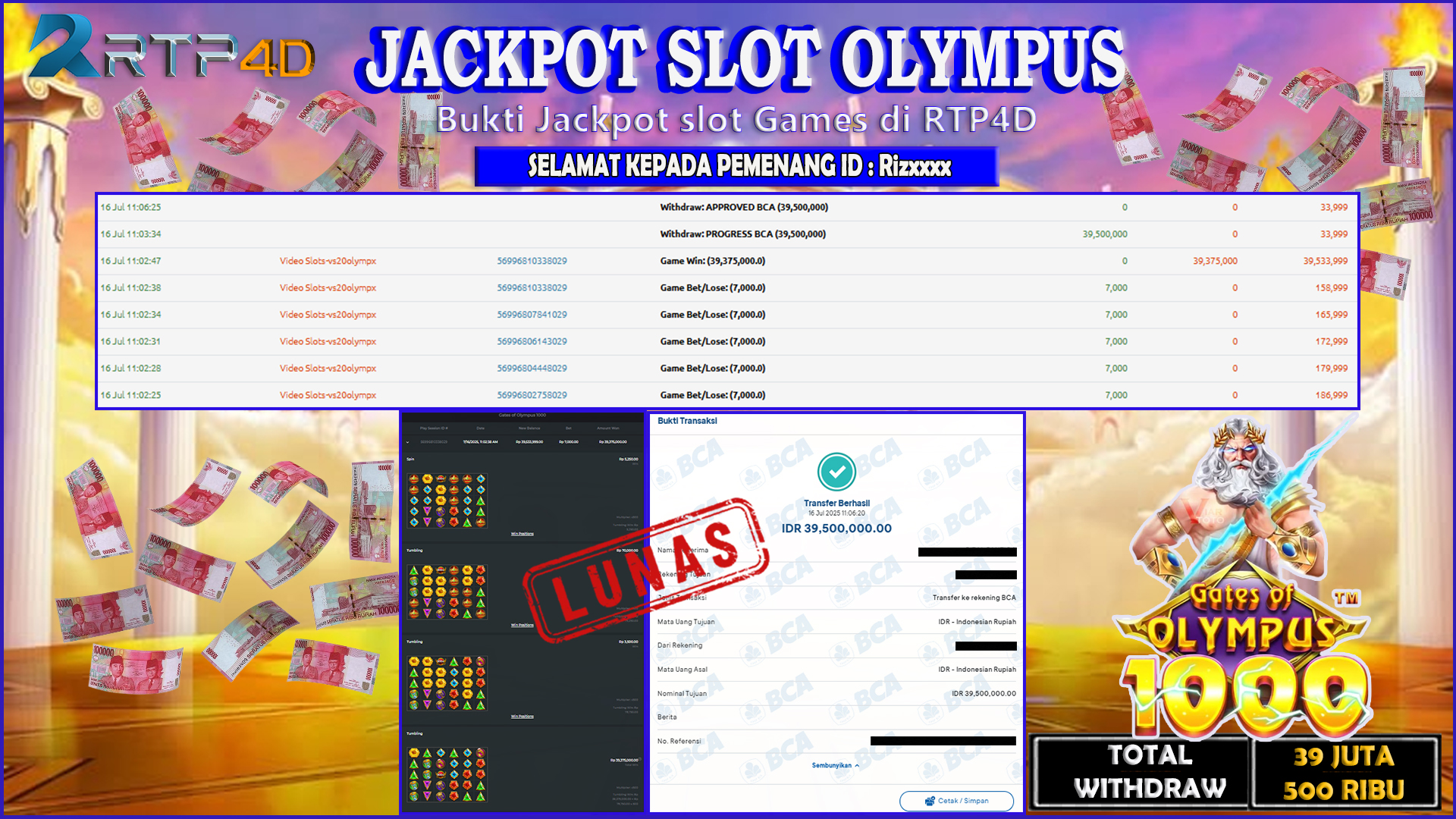 RTP4D Jackpot Slot Rp 39.500.000 ~ LUNAS