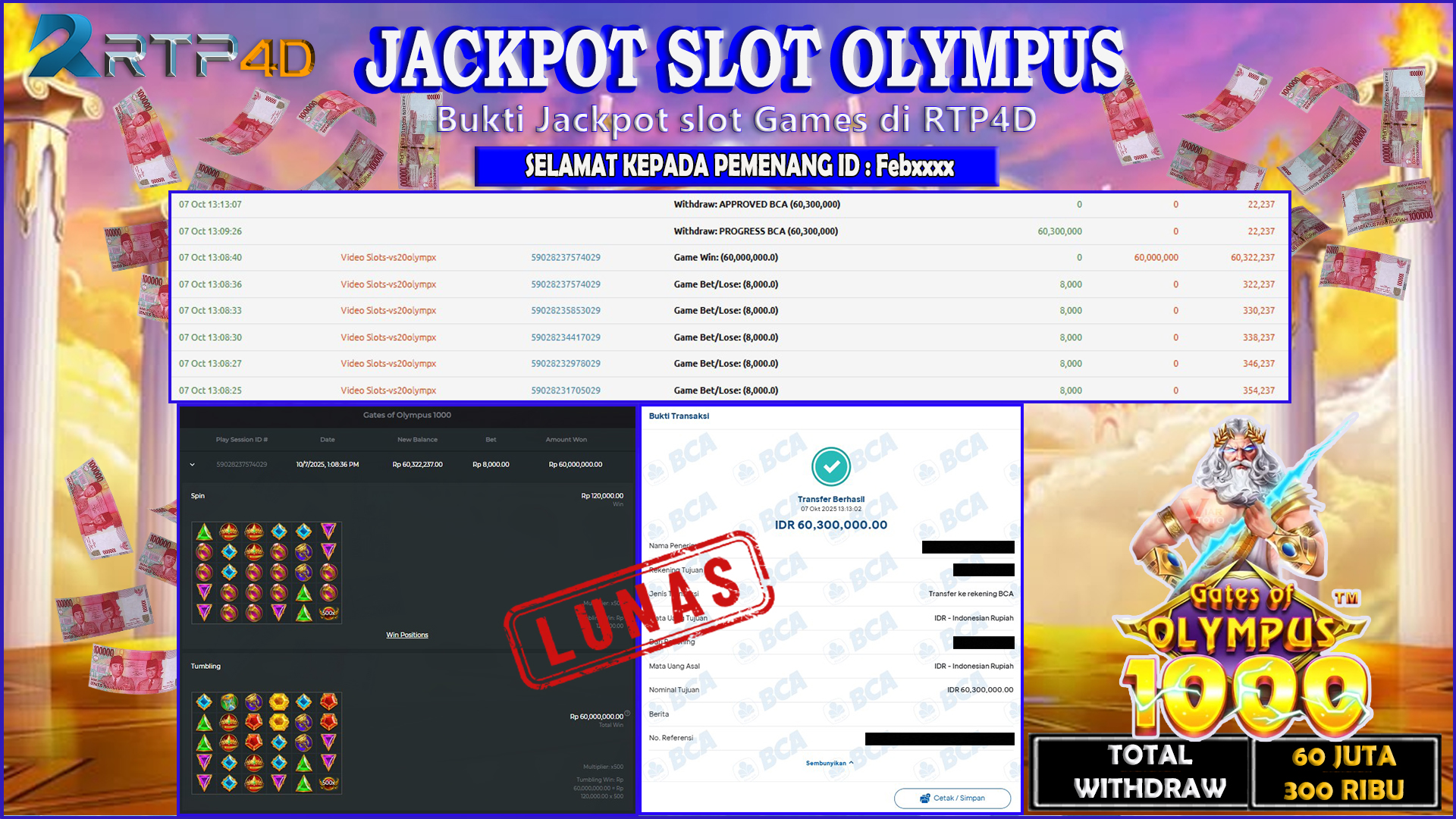 RTP4D Jackpot Slot Rp 60.300.000 ~ LUNAS