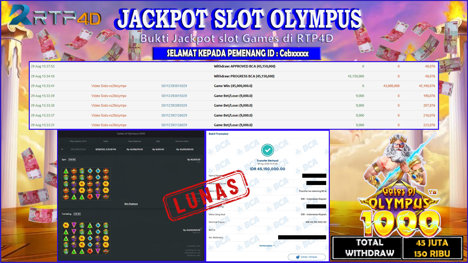 RTP4D Jackpot Slot Rp 45.150.000 ~ LUNAS