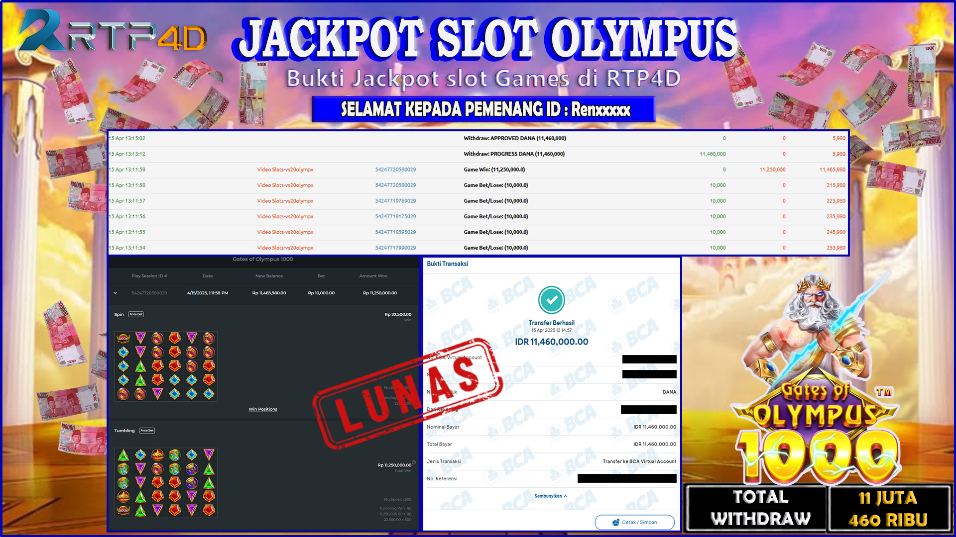 RTP4D Jackpot Slot Rp 11.460.000 ~ LUNAS