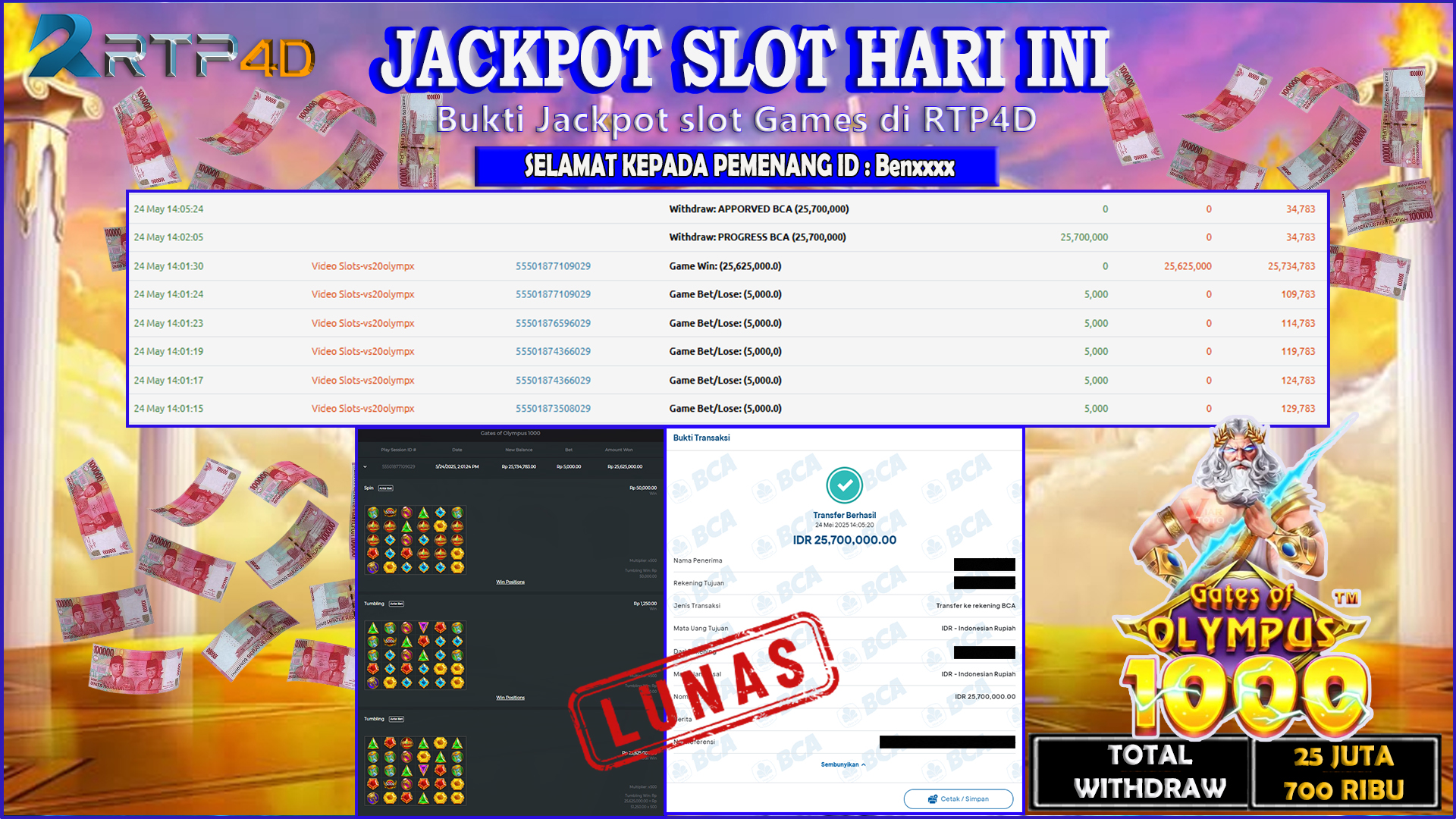 RTP4D Jackpot Slot Rp 25.700.000 ~ LUNAS