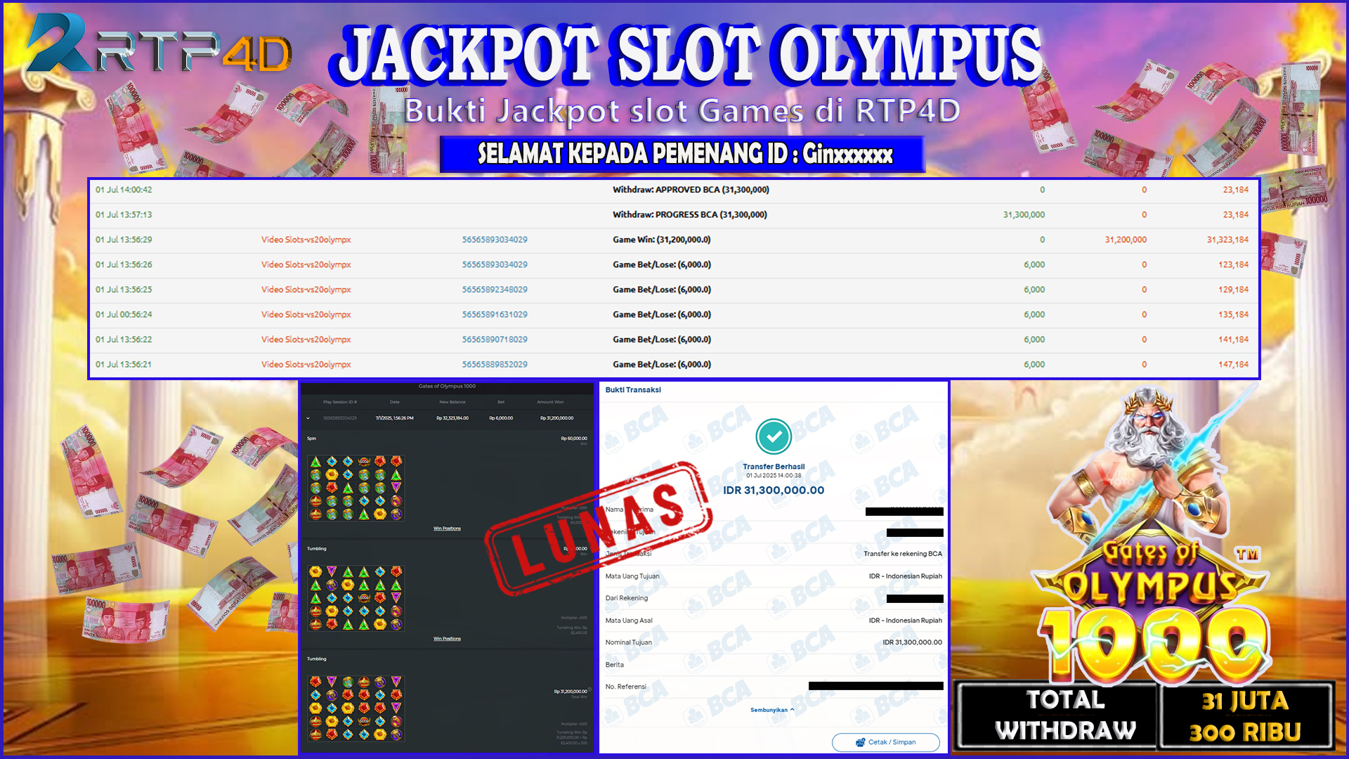RTP4D Jackpot Slot Rp 31.300.000 ~ LUNAS