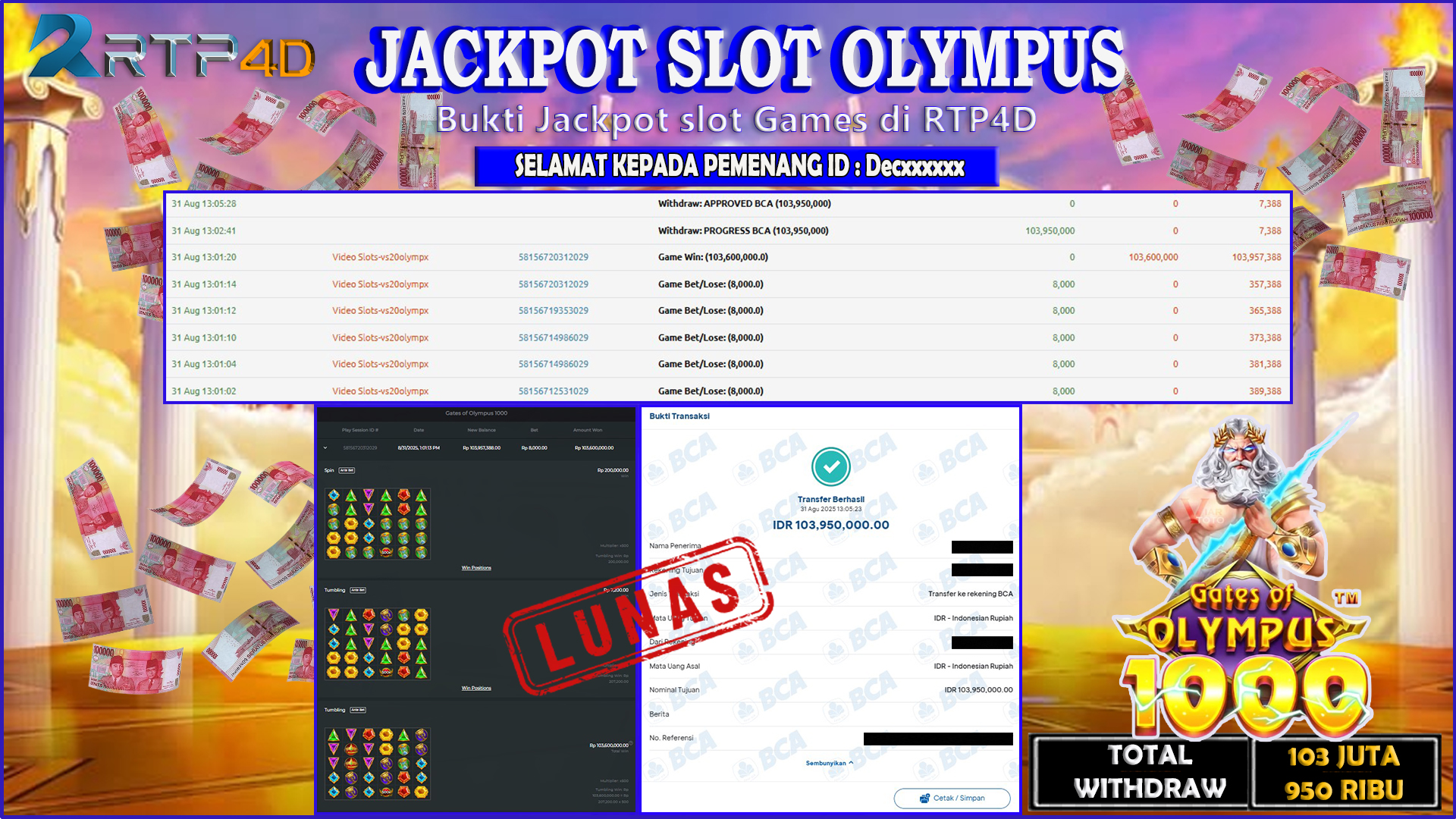 RTP4D Jackpot Slot Rp 103.950.000 ~ LUNAS