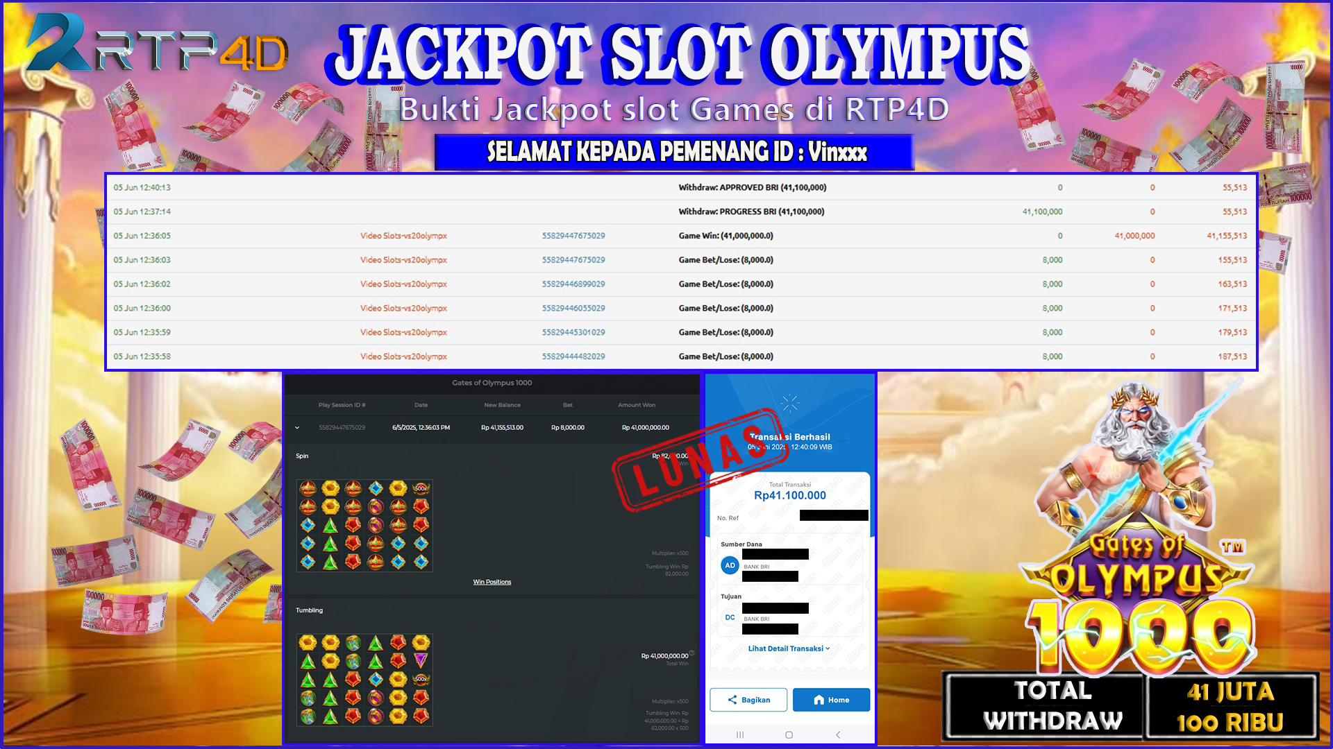 RTP4D Jackpot Slot Rp 41.100.000 ~ LUNAS