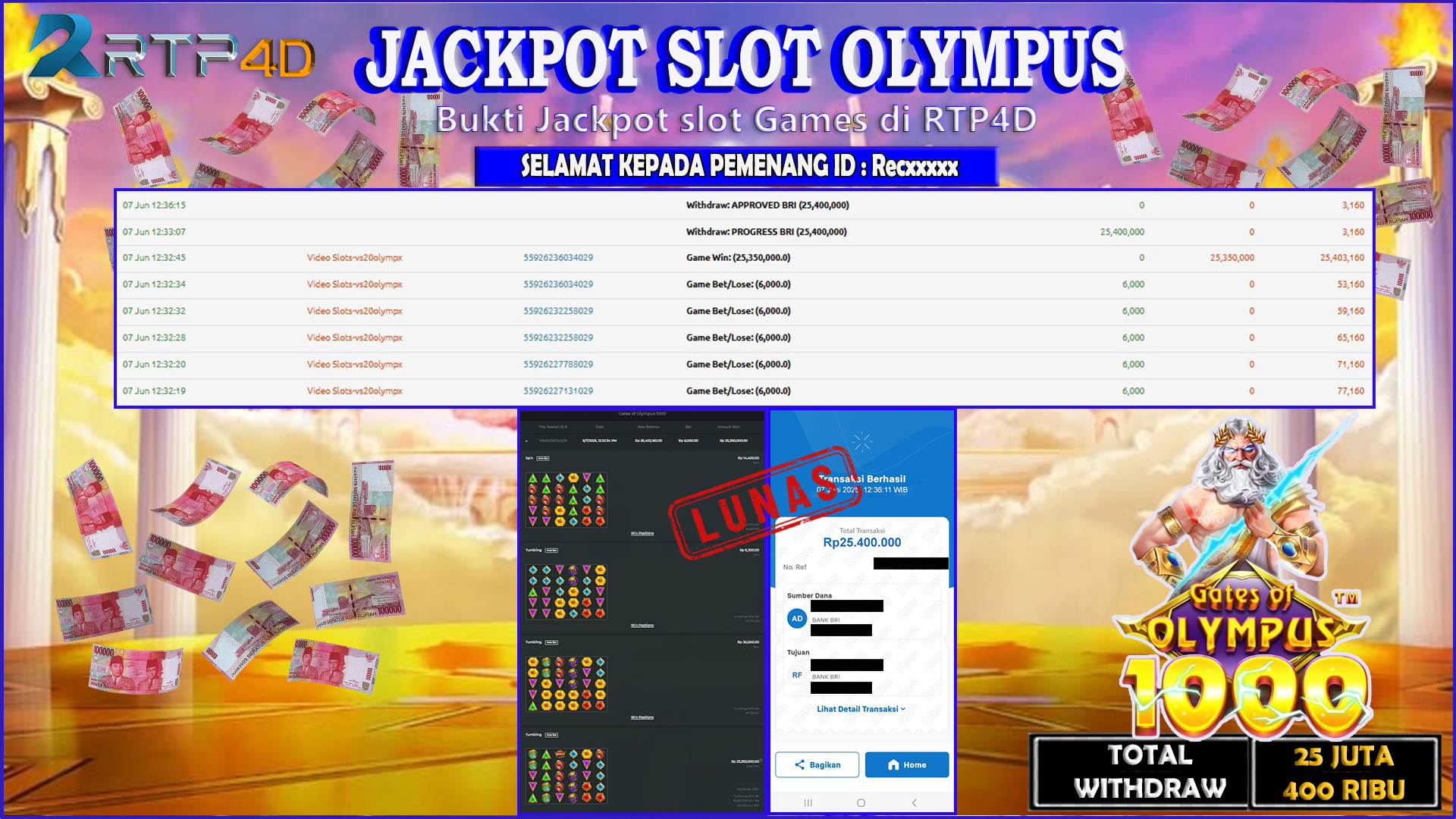 RTP4D Jackpot Slot Rp 25.400.000 ~ LUNAS