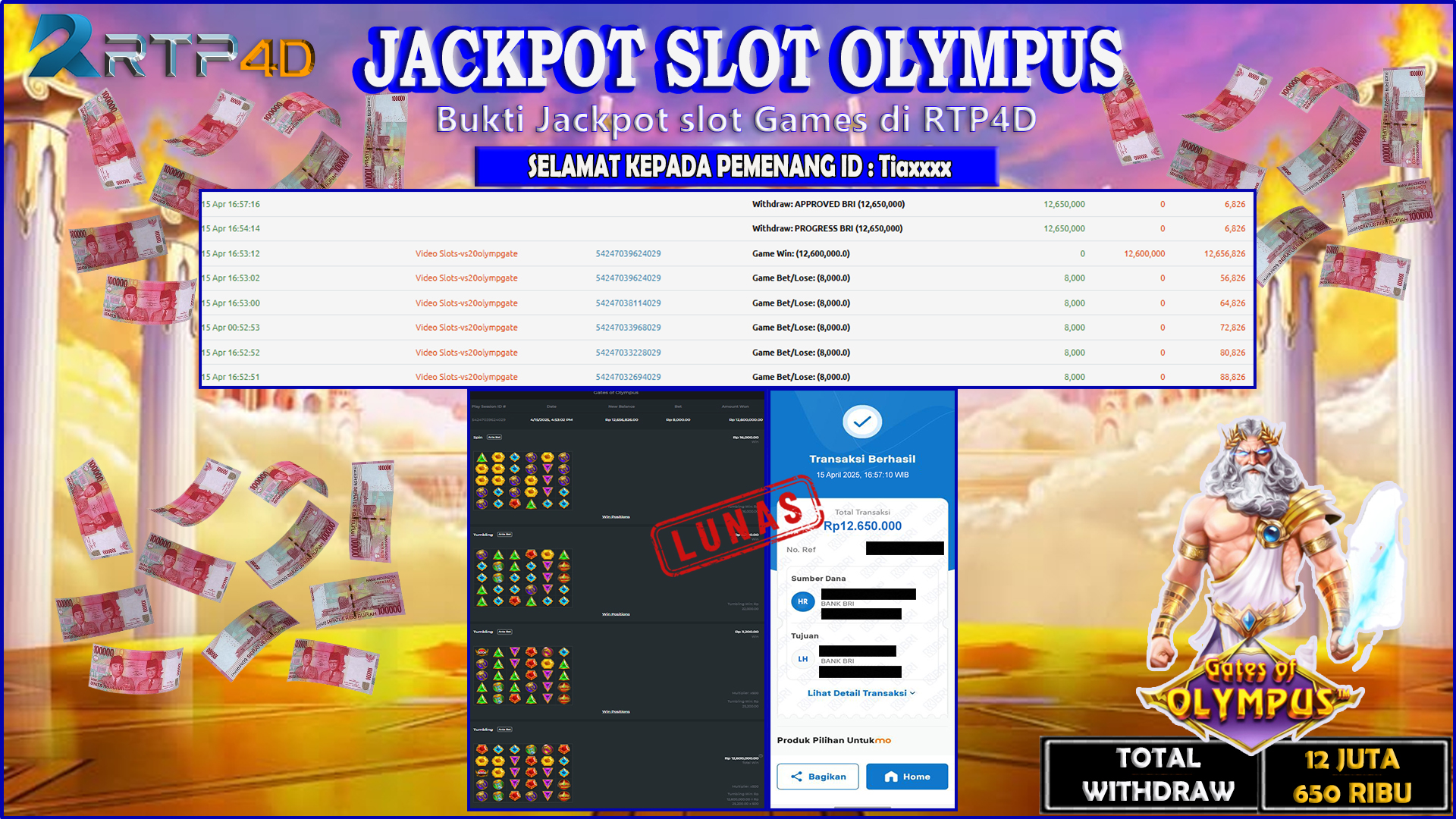 RTP4D Jackpot Slot Rp 12.650.000 ~ LUNAS