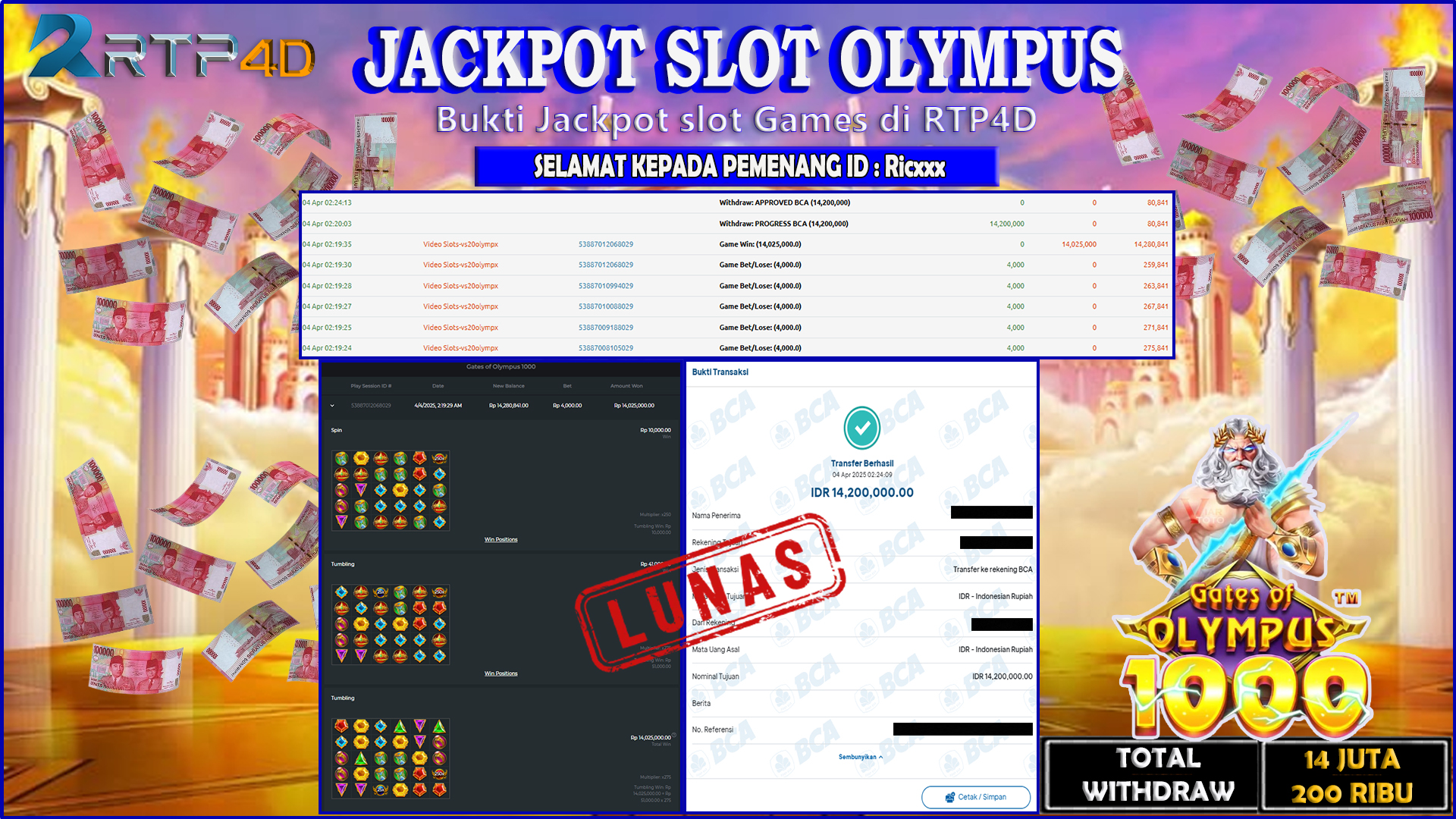 RTP4D Jackpot Slot Rp 14.200.000 ~ LUNAS