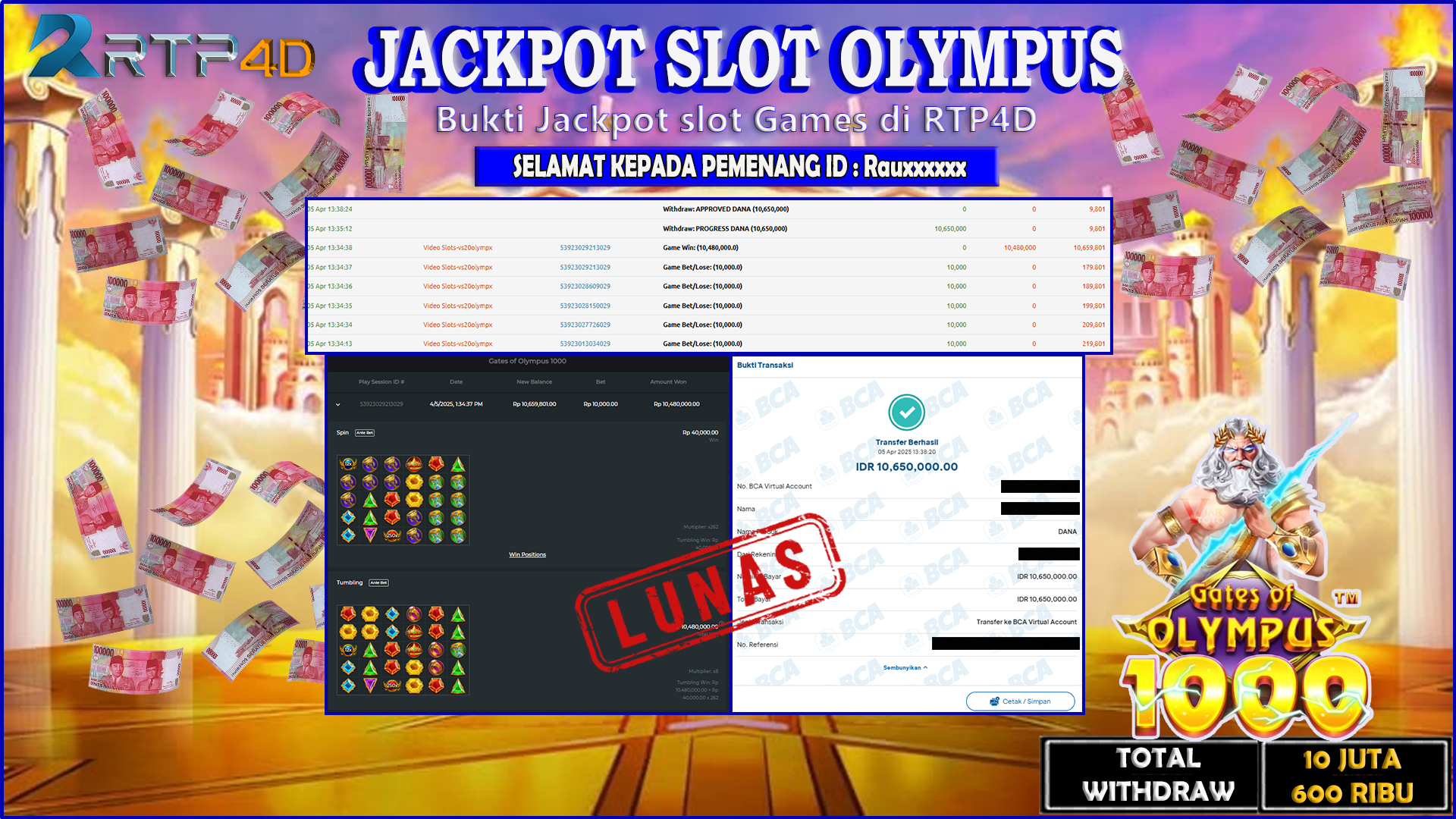 RTP4D Jackpot Slot Rp 10.650.000 ~ LUNAS