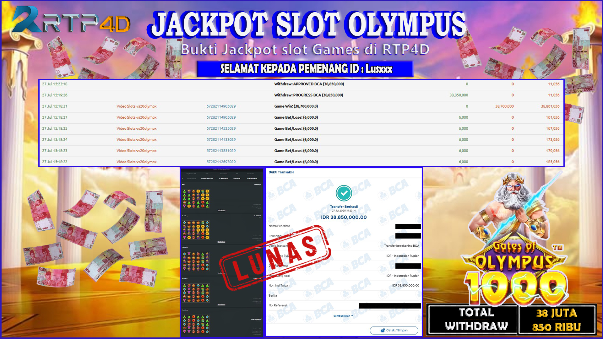 RTP4D Jackpot Slot Rp 38.850.000 ~ LUNAS