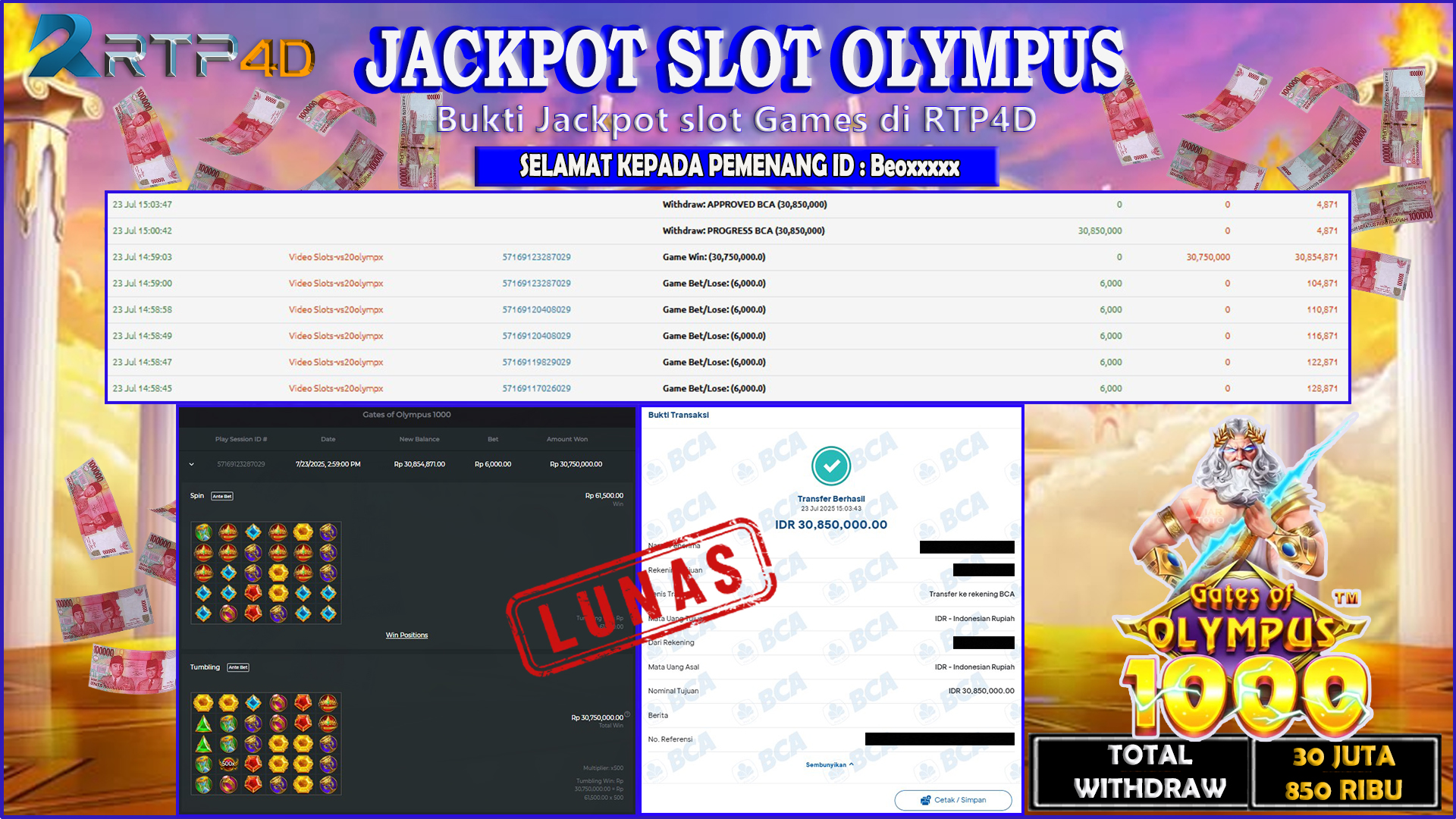 RTP4D Jackpot Slot Rp 30.850.000 ~ LUNAS