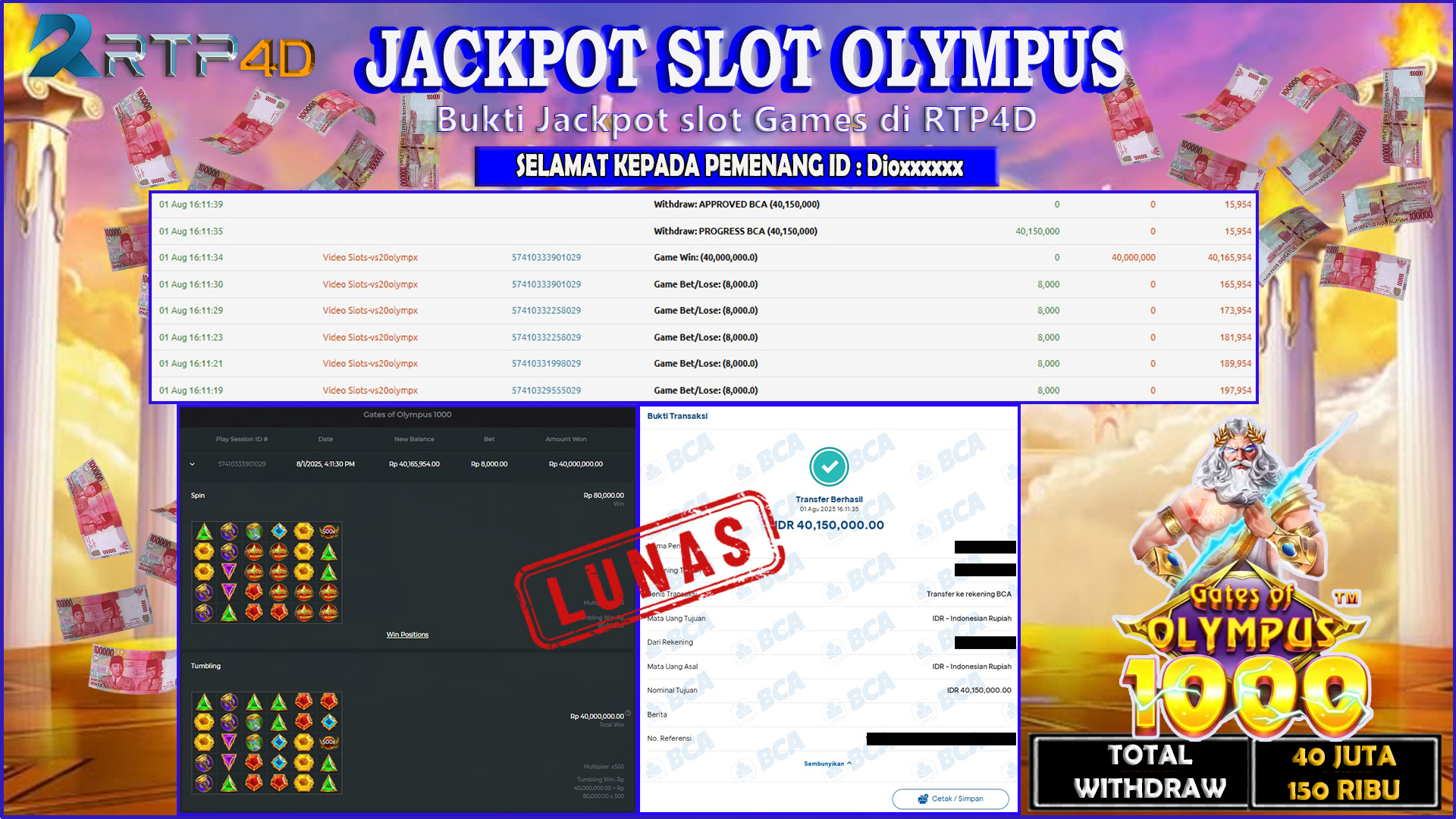 RTP4D Jackpot Slot Rp 40.150.000 ~ LUNAS
