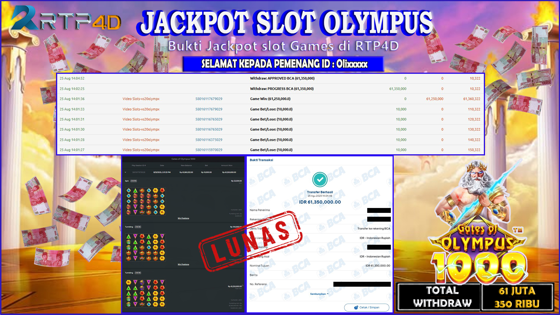RTP4D Jackpot Slot Rp 61.350.000 ~ LUNAS