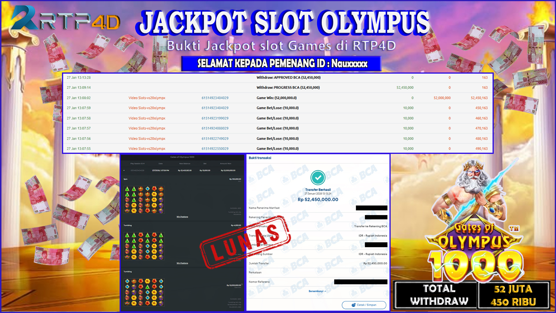 RTP4D Jackpot Slot Rp 52.450.000 ~ LUNAS