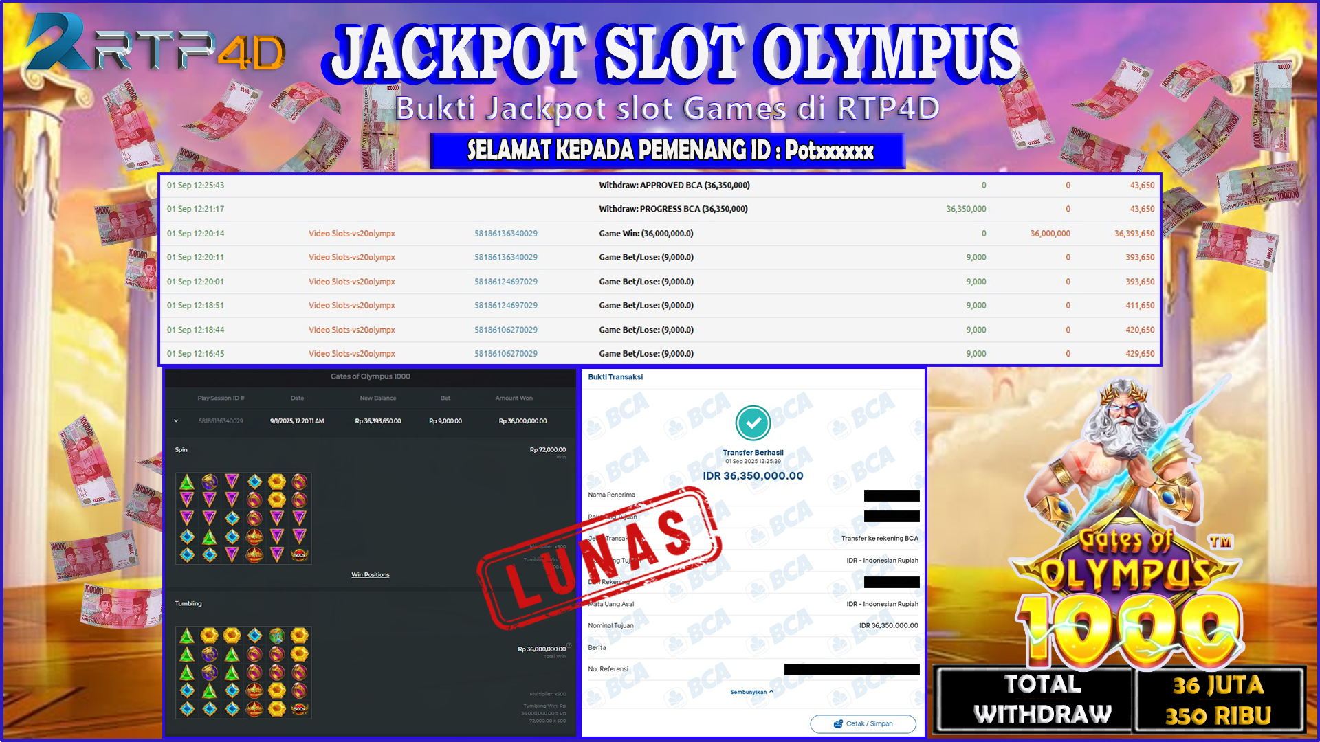 RTP4D Jackpot Slot Rp 36.350.000 ~ LUNAS