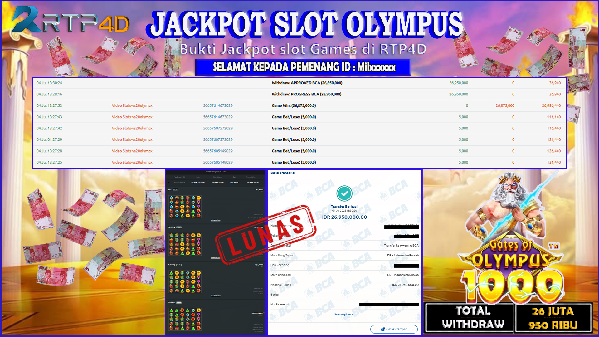 RTP4D Jackpot Slot Rp 26.950.000 ~ LUNAS