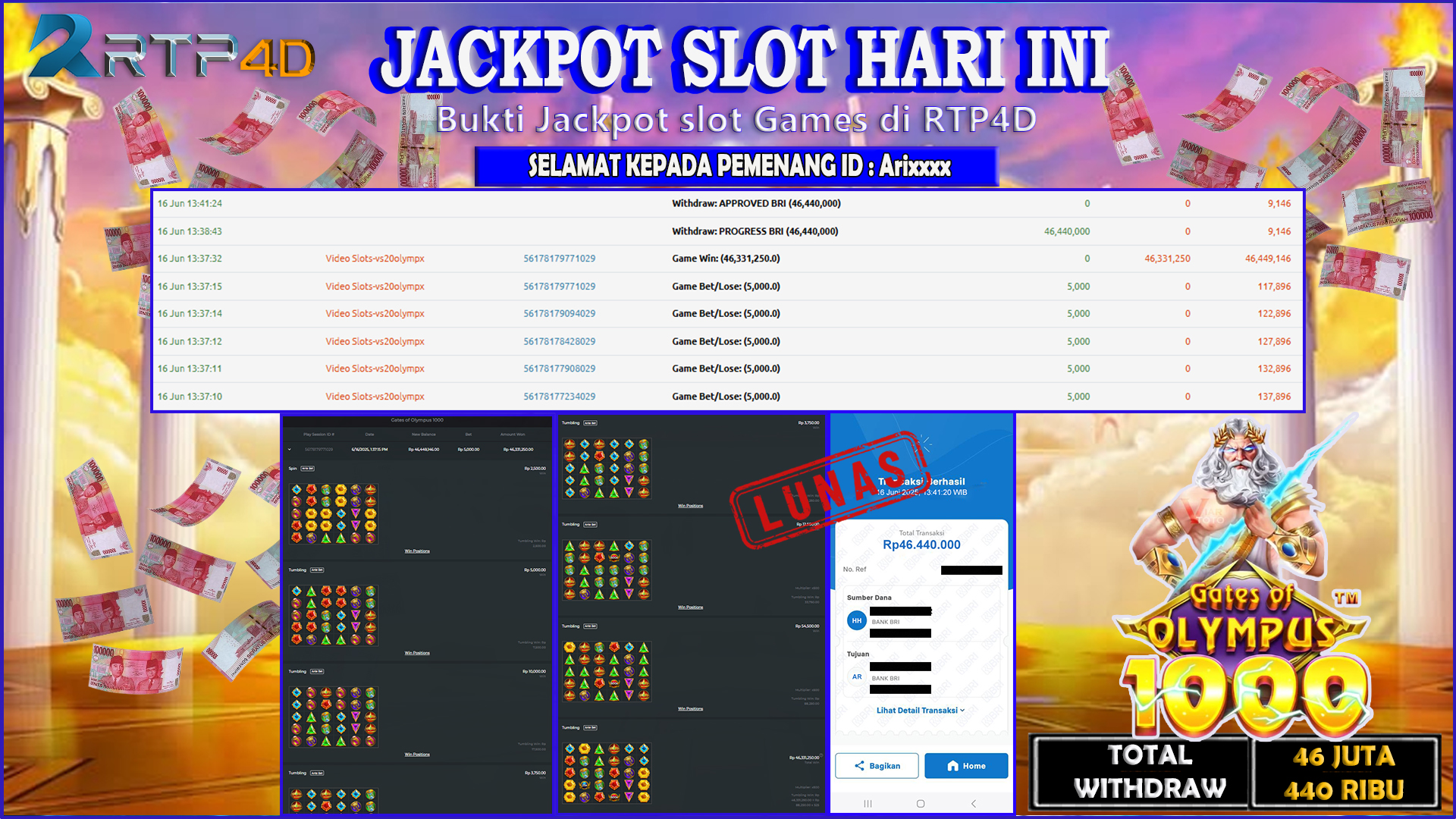 RTP4D Jackpot Slot Rp 46.440.000 ~ LUNAS