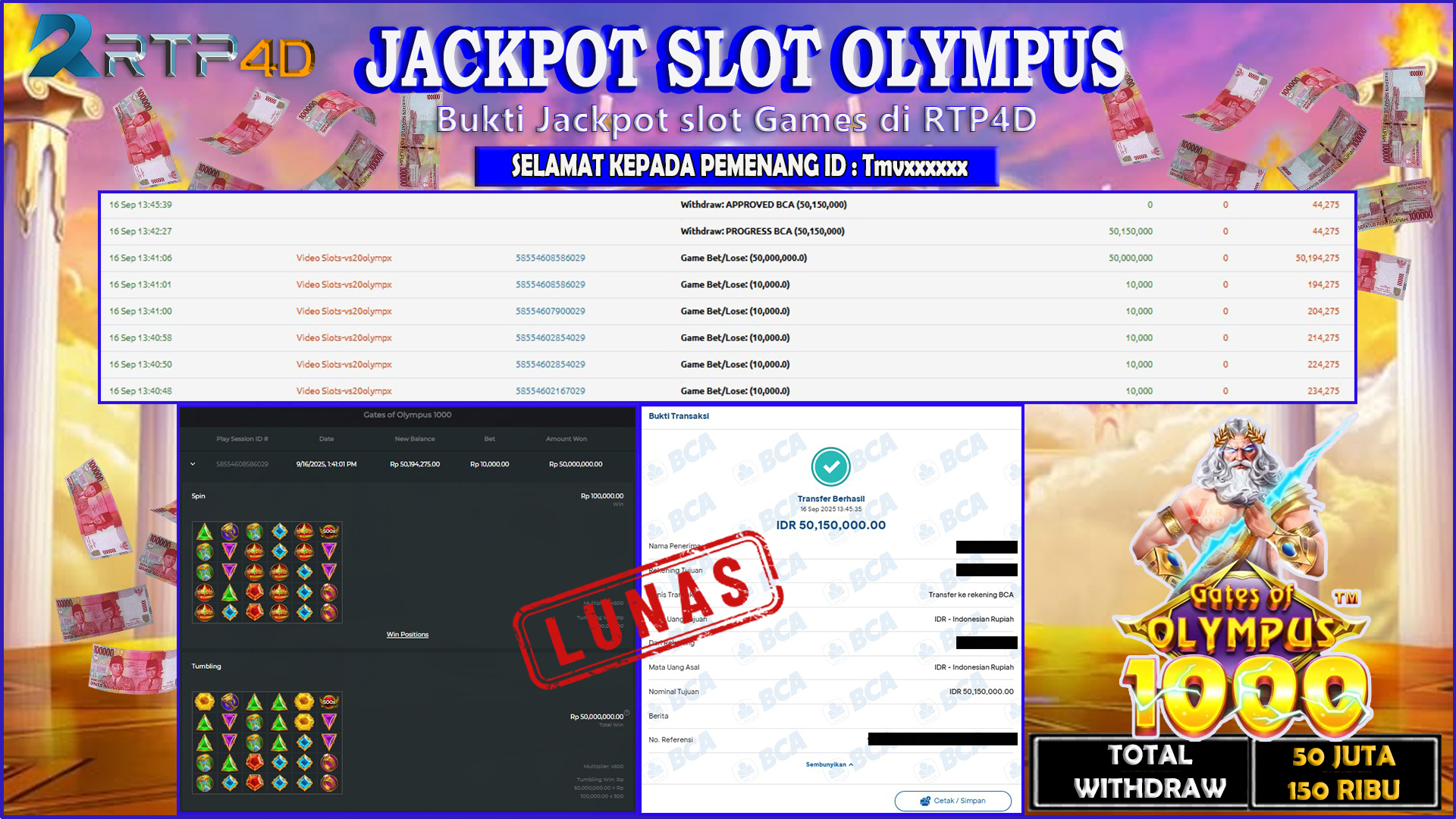 RTP4D Jackpot Slot Rp 50.150.000 ~ LUNAS
