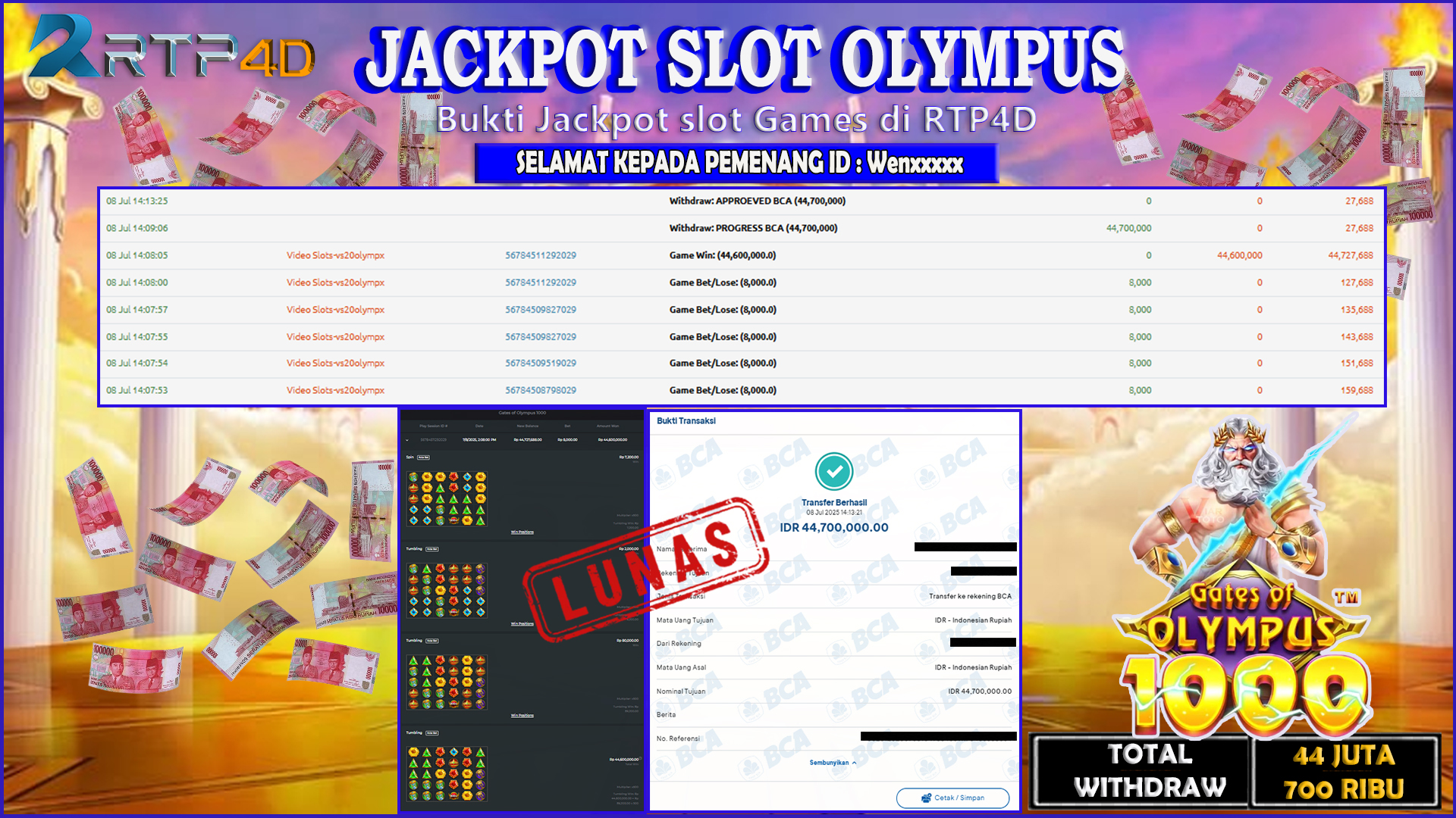 RTP4D Jackpot Slot Rp 44.700.000 ~ LUNAS